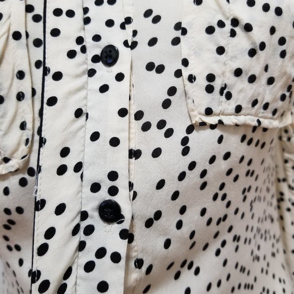 Maeve top 0 Bagatelle Button Down polka dot print long sleeve Anthropologie - Picture 10 of 16